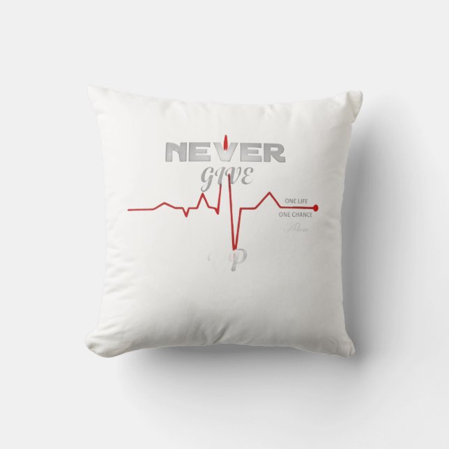ADOM Premium "Never Give Up" Graphic Women's Long  Throw Pillow (Front)