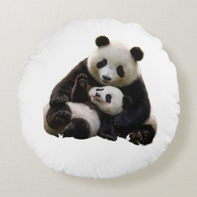 ADOM Premium Panda Bear Nursery Throw Blanket Round Pillow (Front)