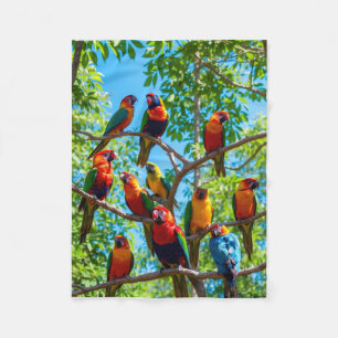 ADOM Premium Vibrant Parrots Graphic Throw Blanket
