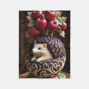 ADOM Premium Whimsical Hedgehog & Apple Throw Blan Fleece Blanket