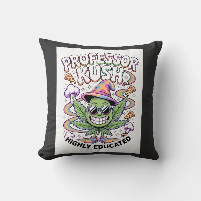 ADOM "Professor Kush" Women's Graphic Tee Throw Pillow (Front)