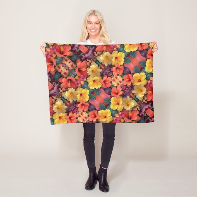 ADOM Tropical Hibiscus Pattern Blanket (In Situ)