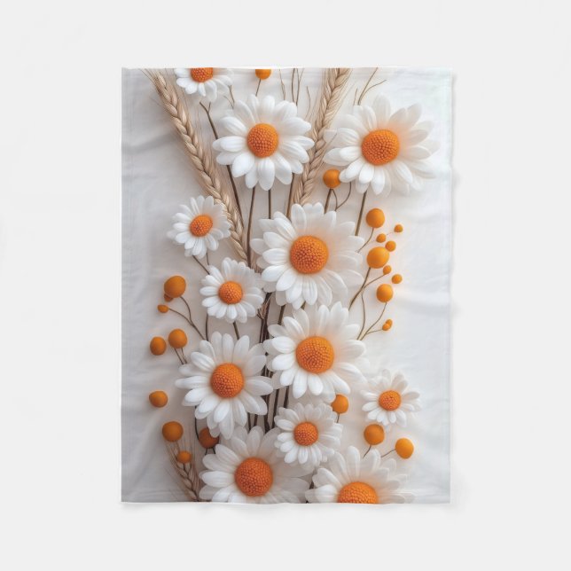 ADOM White Daisy Floral Throw Blanket (Front)