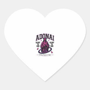 Adonai Glory to God Vintage Christian Vector Desig Heart Sticker