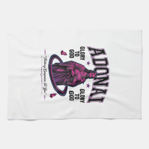 Adonai Glory to God Vintage Christian Vector Desig Kitchen Towel