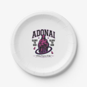 Adonai Glory to God Vintage Christian Vector Desig Paper Plate
