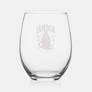 Adonai Glory to God Vintage Christian Vector Desig Stemless Wine Glass
