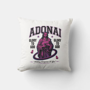 Adonai Glory to God Vintage Christian Vector Desig Throw Pillow