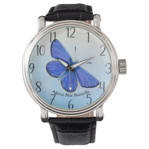 Adonis Blue Butterfly Watercolor Painting Large Watch