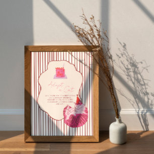 Adopt a Cat Pink Cake on Stripes Birthday Decor