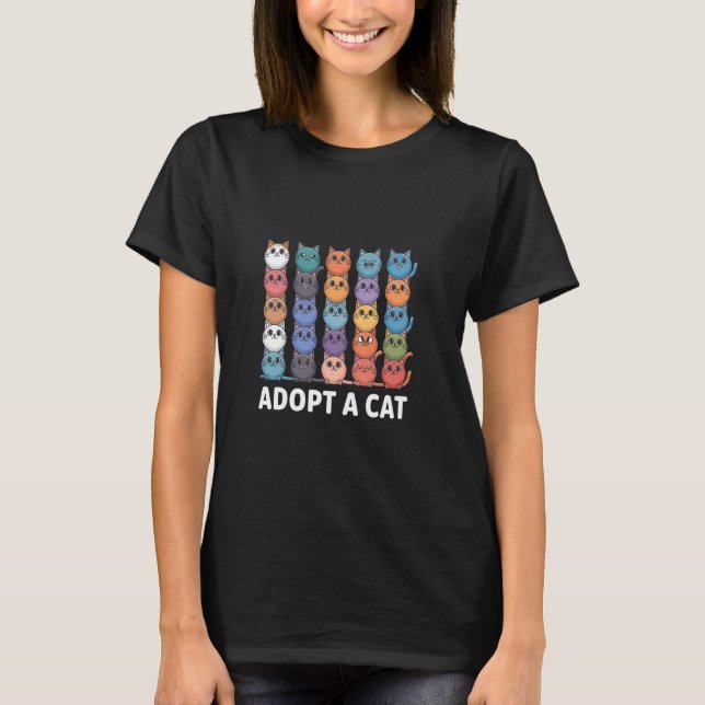 Adopt a Cat Shirt Cat Rescue Cat Adoption (Front)