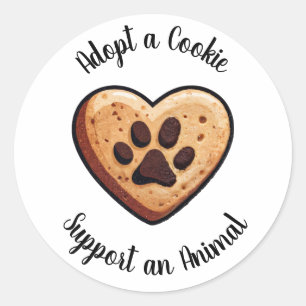 Adopt a Cookie Animal Rescue Bakery Sweet Treat Classic Round Sticker