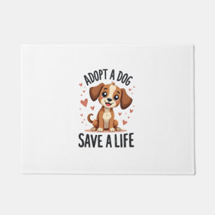 Adopt A Dog Save A Life Vintage Cute Puppy Rescue  Doormat