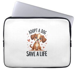 Adopt A Dog Save A Life Vintage Cute Puppy Rescue  Laptop Sleeve