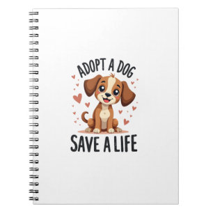 Adopt A Dog Save A Life Vintage Cute Puppy Rescue  Notebook