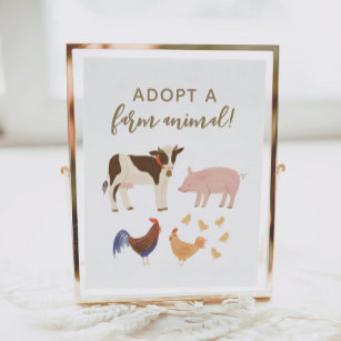 Adopt a Farm Animal Farm Birthday Party Sign