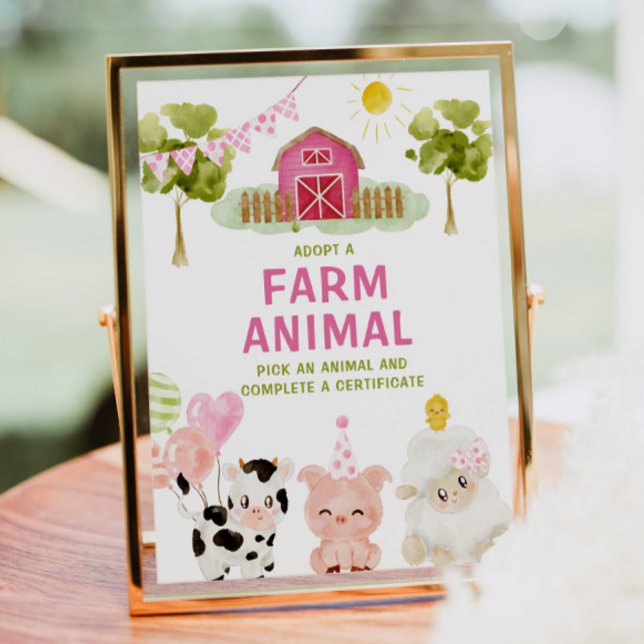 Adopt a Farm Animals Barnyard Girl Birthday Poster (Creator Uploaded)