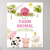 Adopt a Farm Animals Barnyard Girl Birthday Poster (Front)