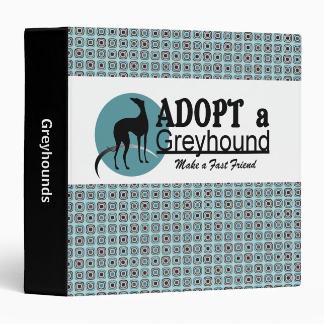 Adopt a Greyhound Dog Personalized Binder (Front/Spine)