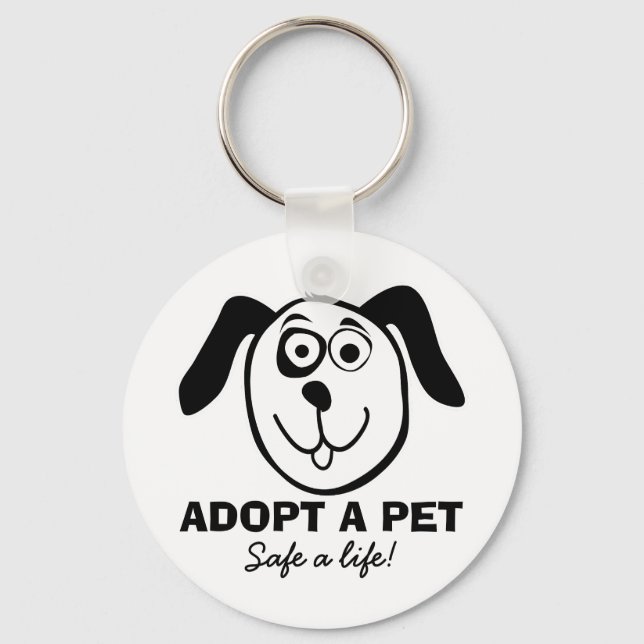 Adopt a pet keychain with cute dog cartoon (Front)