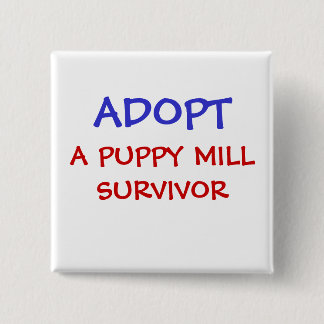 ADOPT, A PUPPY MILL SURVIVOR 2 INCH SQUARE BUTTON