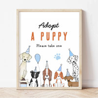 adopt a puppy Pawty Dog Birthday Party Table Sign