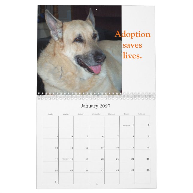 Adopt a Shelter Animal Calendar (Jan 2027)