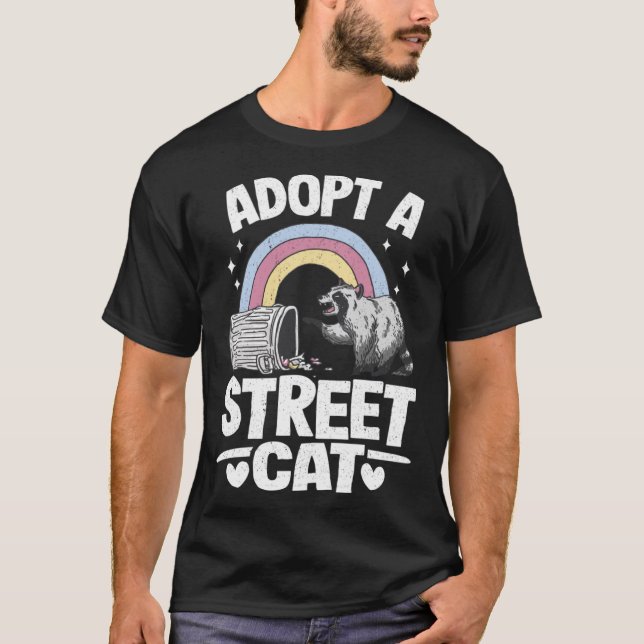 Adopt A Street Cat Rainbow Funny Raccoon Pullover  (Front)