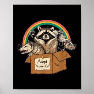Adopt A Street Cat Shirt Funny Opossum Raccoon Sku Poster
