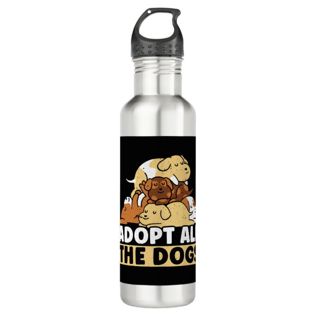 Adopt All The Dogs Animal Rights Dog Rescue 710 Ml Water Bottle (Front)