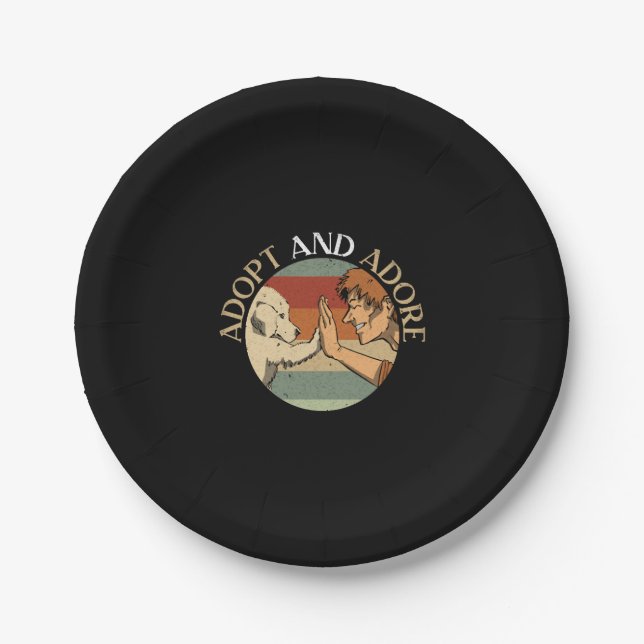Adopt And Adore Animal Rights Animal Rescue  Paper Plate (Front)