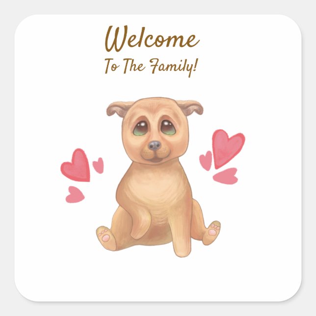  adopt day cute dog   square sticker (Front)