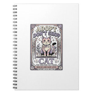 Adopt Don’t Shop Cat Cat Rescue Adoption Vintage V Notebook