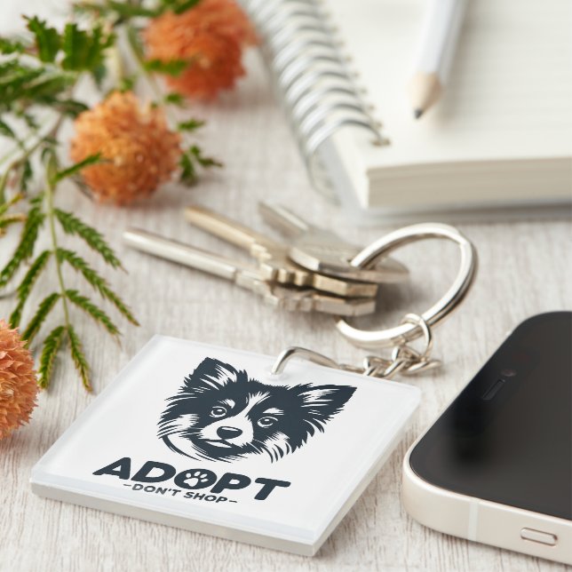 Adopt don't shop 3 keychain (Front Right)