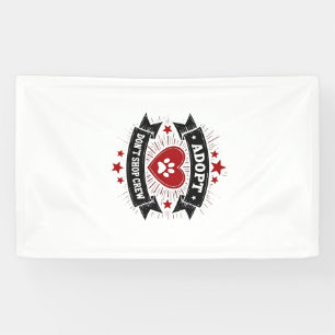 Adopt Dont Shop Crew Vintage Pet Rescue Paw Heart Banner