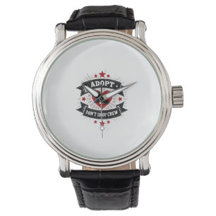 Adopt Dont Shop Crew Vintage Pet Rescue Paw Heart Watch