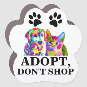 Adopt don't shop dog cat illustration colorful car magnet