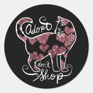 Adopt Don't Shop Roses Kitty Cat Classic Round Sticker