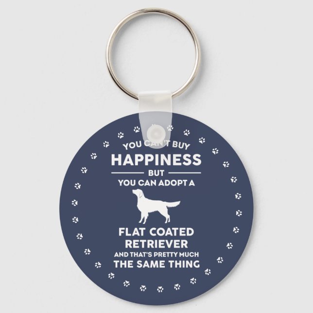 Adopt Flat coated Retriever Happiness Keychain (Front)