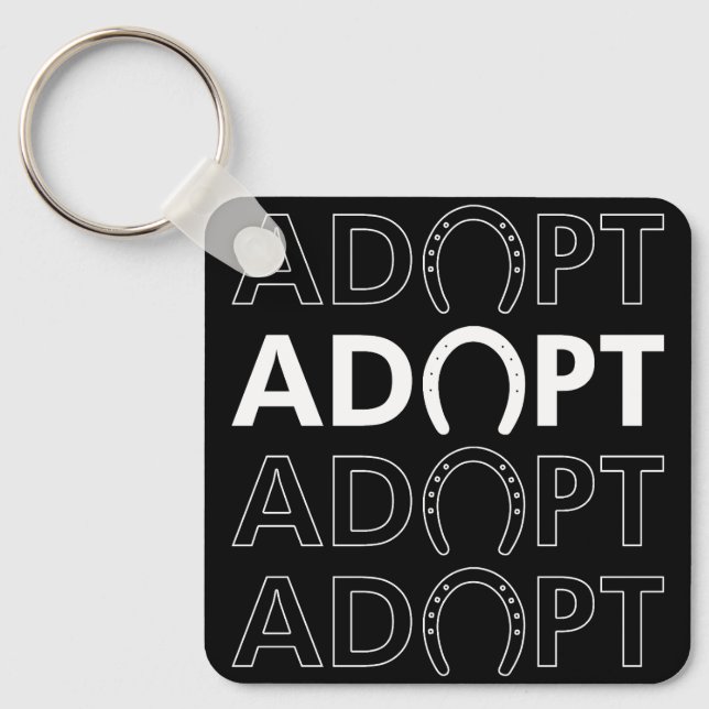 Adopt Hoof Stacked Text Keychain (Front)