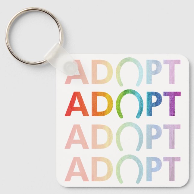 Adopt Hoof Stacked Text Keychain (Front)