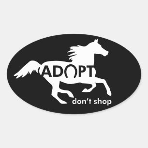 Adopt Horses Oval Sticker