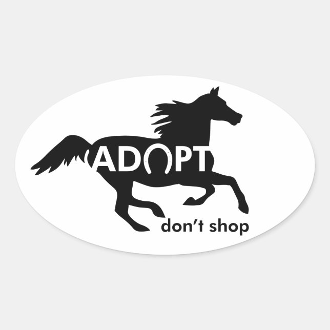 Adopt Horses Oval Sticker (Front)