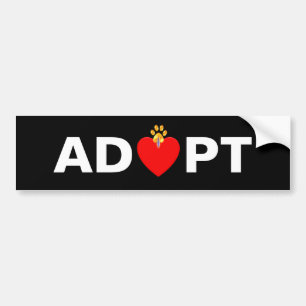 Adopt Pet Heart and Paw Bumper Sticker