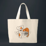 Adopt Pets Patch & Rusty™ Large Tote Bag<br><div class="desc">Click "Read more" for how to change background colours.Encourage others to adopt homeless pets with this original design & art by Andie of Off-Leash Art™ of her original characters Patch & Rusty perched beside a PLEASE ADOPT sign. To change the background colour, click the orange "customize it!" button below the...</div>