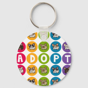Adopt Rainbow Frenchie Keychain