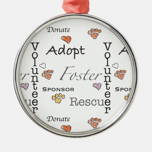 Adopt, Rescue, and Foster Ornament (Front)