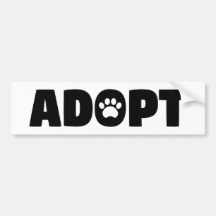Adopt Rescue Paw Print Bumper Sticker