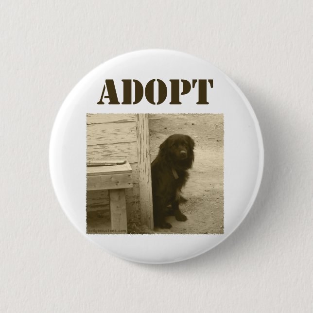 Adopt stray dog 2 inch round button (Front)