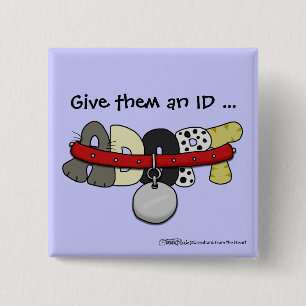 ADOPT with Collar-Give Them an ID 2 Inch Square Button